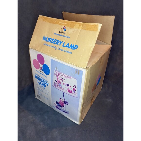 Vintage 80s DISNEY Mickey Mouse Nursery Lamp Original Shade 1981 Open Box - Picture 3 of 12